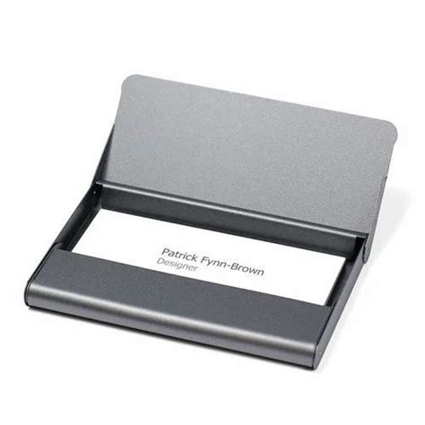 space gray aluminum business card holder